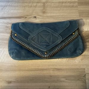 Piece Leather Clutch Blue